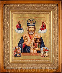 Икона "Св. Николай Чудотворец" со свв. Георгий, Михаил (Л.С.22*28.иЗ)