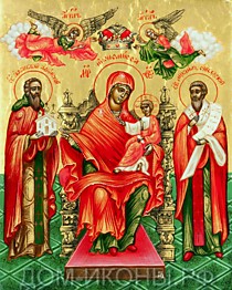Икона Пресвятой Богородицы "Экономисса" со свв: Афанасий, Михаил (Л.С.12*15.иЗ)