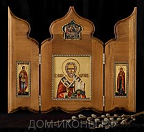 Икона-складень "Св. Николай Чудотворец" со свв: Анна, Георгий (Л.С.9*10.КД)