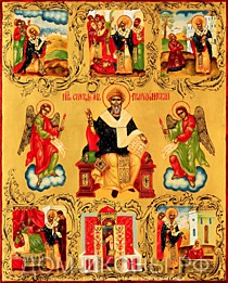 Икона "Св. Пр. Епископ Спиридон Тримифунский" со сценами жития (Л.С.17*21.иЗ)