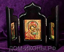 Икона-складень Пресвятой Богородицы "Казанская" со свв: Петр, Феврония (Б.З.иЗ.ВА.оД)