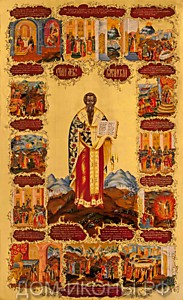 Икона "Св. Лев Катанский" со сценами жития (Л.С.55*90.ПА)