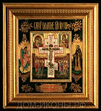 Икона "Св. Распятие" со свв: Ангел, Сергий (Б+З.Л+С.НЕ.оД)