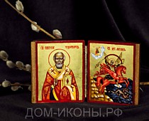 Икона-складень мал. "Свв. Николай Чудотворец, Архангел Михаил" (Л.С.5,5*6.ВА)