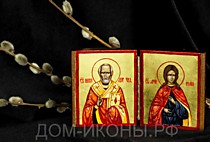 Икона-складень мал. "Свв. Николай Чудотворец, Иулия" (Л.С.5,5*6.ВА)