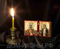 Икона-складень мал. "Свв. Николай Чудотворец и Серафим Саровский" (5,5*6.НЕ)