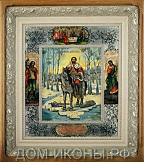 Икона "Св. Благоверный Князь Александр Невский" с избр.свв. и навершием (Л.З.С.18*22.НЕ)