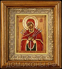 Икона Пресвятой Богородицы "Семистрельная (Умягчение злых сердец)" (Б.З.8*10.Из.оД)