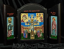 Икона-складень "Св. Распятие" со свв: Екатерина, Татиана (Б+З.М+З.НЕ.оД)