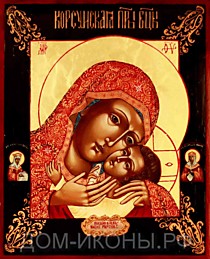 Икона Пресвятой Богородицы "Корсунская" со свв: Елена, Ольга (Л.С.17*21.МС)