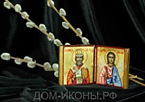 Икона-складень мал. "Свв. Николай Чудотворец, Ангел Хранитель" (5,5*6.НЕ)