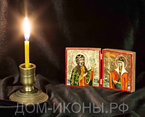 Икона-складень мал. "Свв. Благоверные Петр и Феврония" (Л.5,5*6.НЕ)