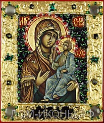 Икона Пресвятой Богородицы "Иверская" (Б.З.Бу.12*15.СТ.ДБ)