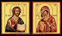 Венчальная пара: Господь Вседержитель и Пресвятая Богородица "Феодоровская" (Л.С.13*15.ВА)