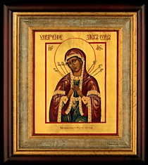 Икона Пресвятой Богородицы "Семистрельная (Умягчение злых сердец)" (Л.С.18*22.КД)