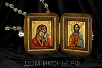 Икона-складень ср. "Пресвятая Богородица Казанская, Иисус Христос" (10*9,5.НЕ)