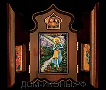 Икона-складень "Св. Преподобный Симеон Верхотурский" со св: Петр, Иоанн (М+З.Б+З.М+З+Ю)