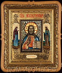 Икона "Господь Вседержитель" со св: Богородица, Иоанн Предтеча (М+З.Л+С)