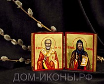 Икона-складень мал. "Свв. Николай Чудотворец, Кирилл" (Л.С.5,5*6.ВА)