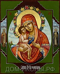 Икона Пресвятой Богородицы "Жировицкая" со свв: Николай, Сергий (Л.СН.17*21.КД)