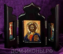 Икона-складень "Господь Вседержитель" со свв: Петр и Феврония (Б.З.Из.КД.оД)