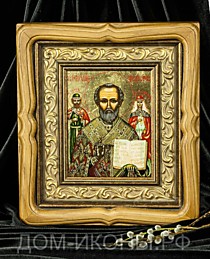Икона "Св. Николай Чудотворец" со свв. Петр, Феврония (Л.С.12*15.иЗ)