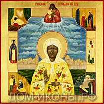 Икона "Святая Блаженная Матрона Московская" со св: Иоанн, Николай и сценами жития (Л.С.25*25.АЮ)