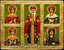 Икона многоч. "Св. Княгиня Ольга с Верой, Надеждой, Любовью, Софией" (Б.З.Из.оД)